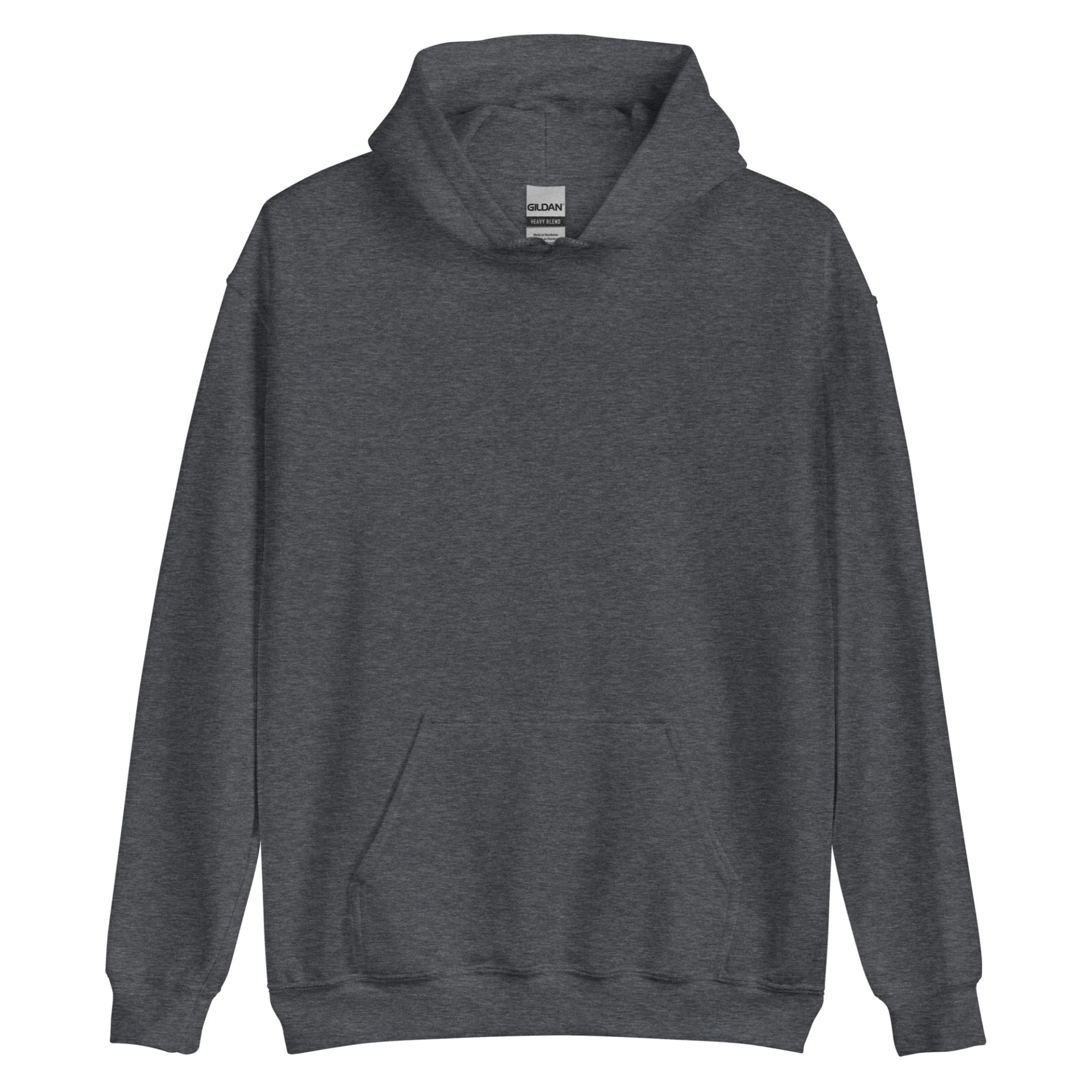 Dunkler Unisex-Kapuzenpullover mit Frontprint